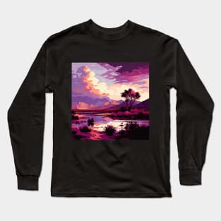 Pink and Purple River Clouds Long Sleeve T-Shirt